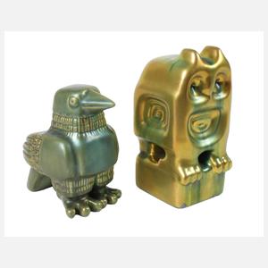 Zsolnay Pécs Ungarn zwei Tierfiguren