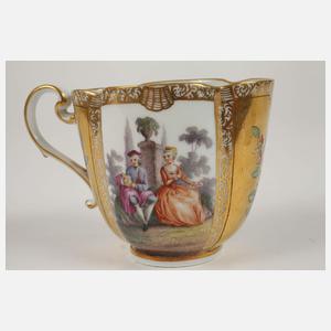 Meissen Vierpasstasse Figurenmalerei