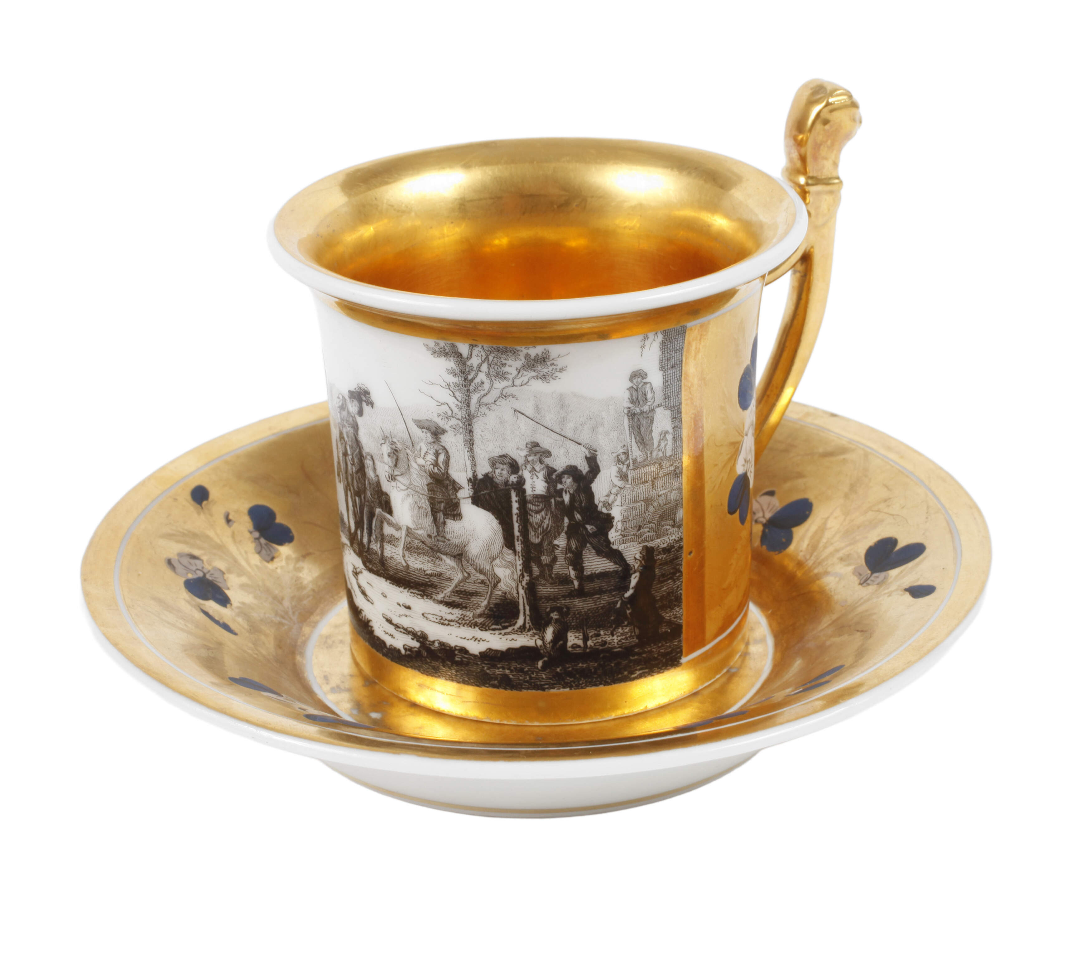 Prunktasse Schwarzlotmalerei