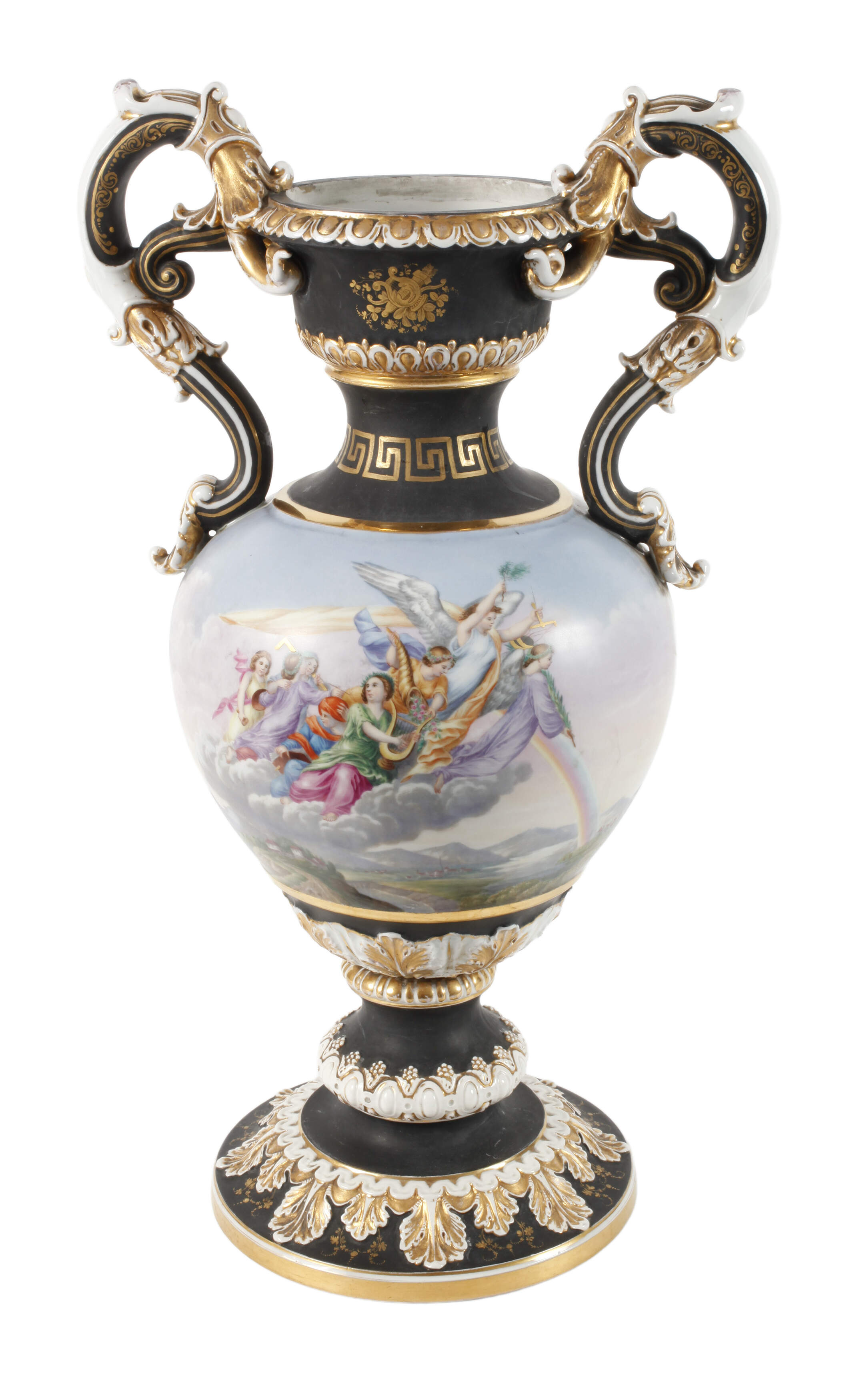 Große böhmische Prunkvase Figurenmalerei