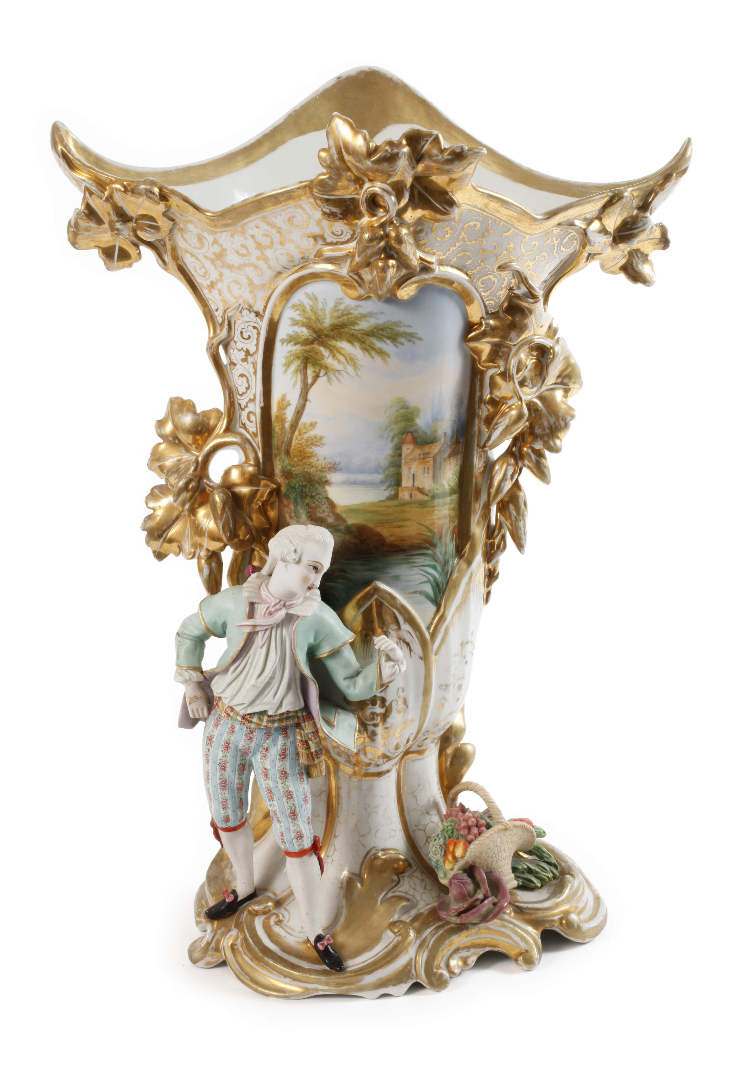 Übergroße figürliche Prunkvase Landschaftsmalerei