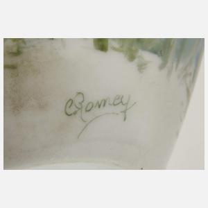 Künstlervase Uferlandschaft mit Reiher