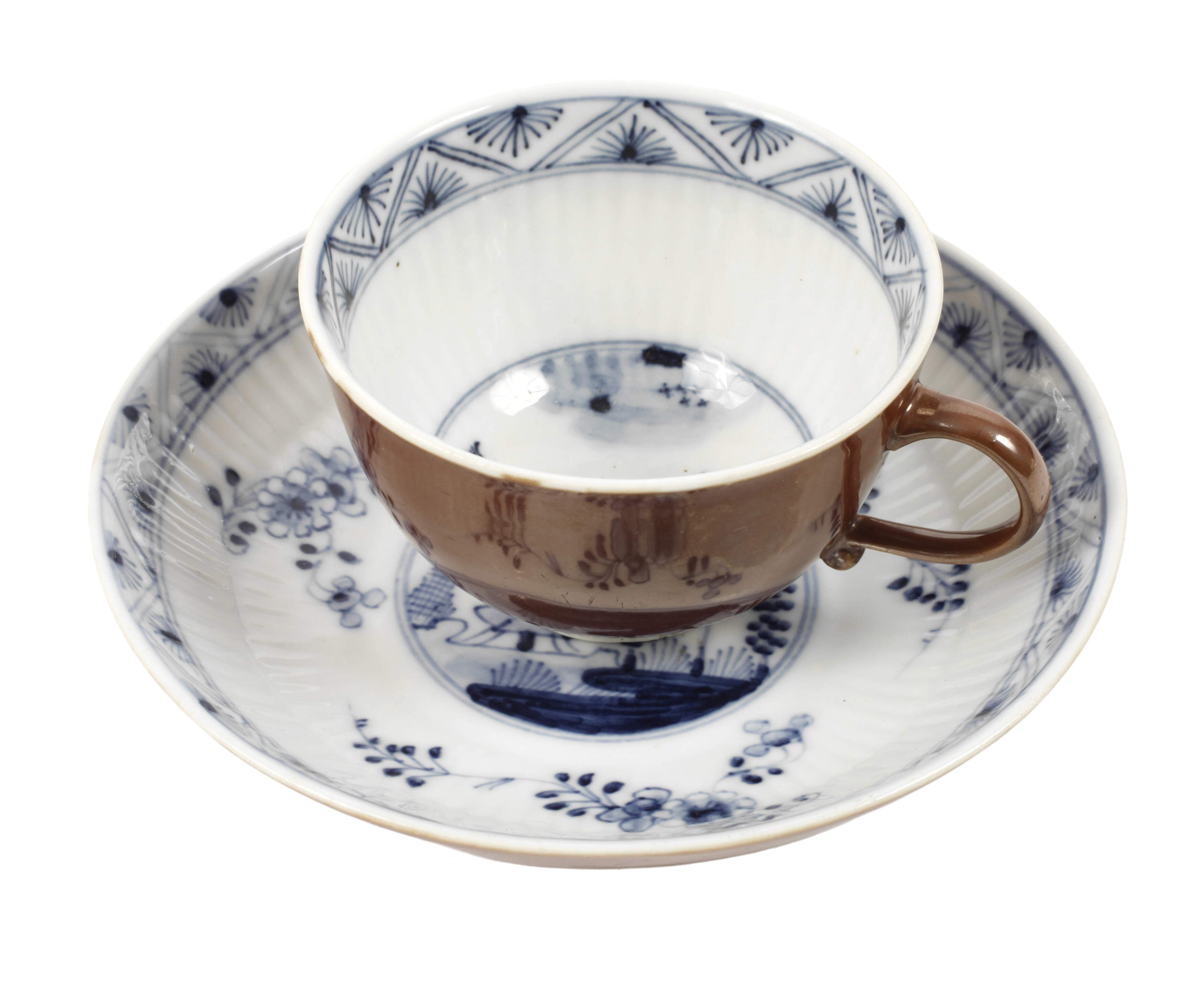 Meissen Tasse mit Unterschale Blaumalerei