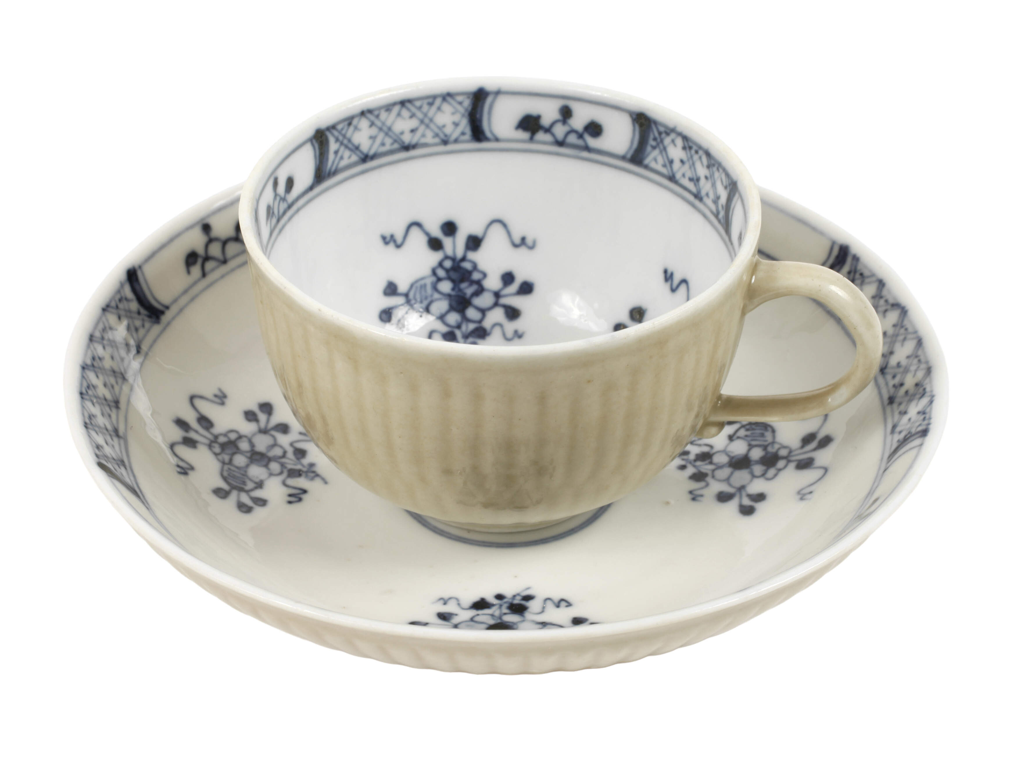 Meissen Tasse mit Unterschale Blaumalerei