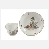 Meissen Tasse mit Untertasse Figurenmalerei111
