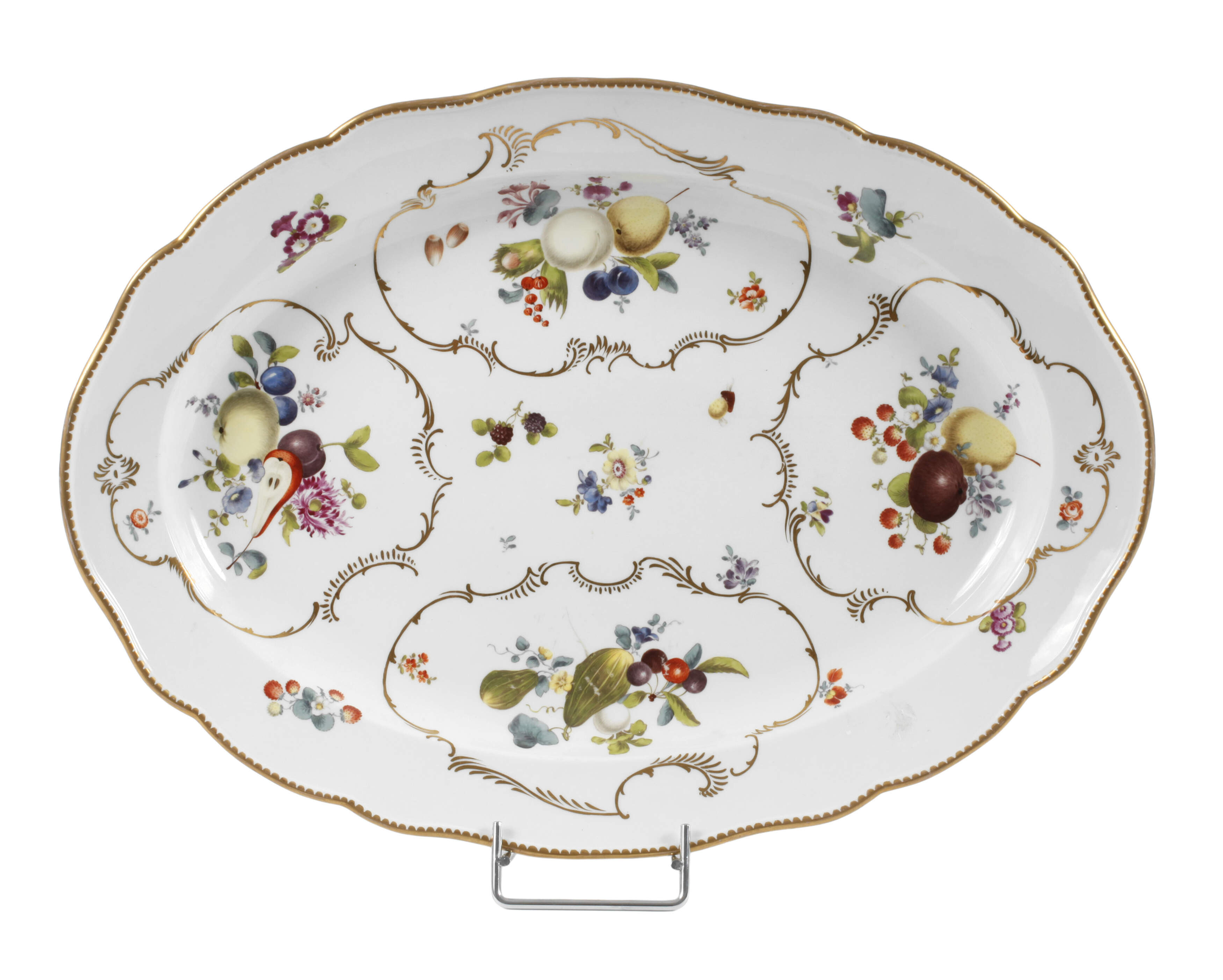 Meissen große Obstplatte Fruchtmalerei