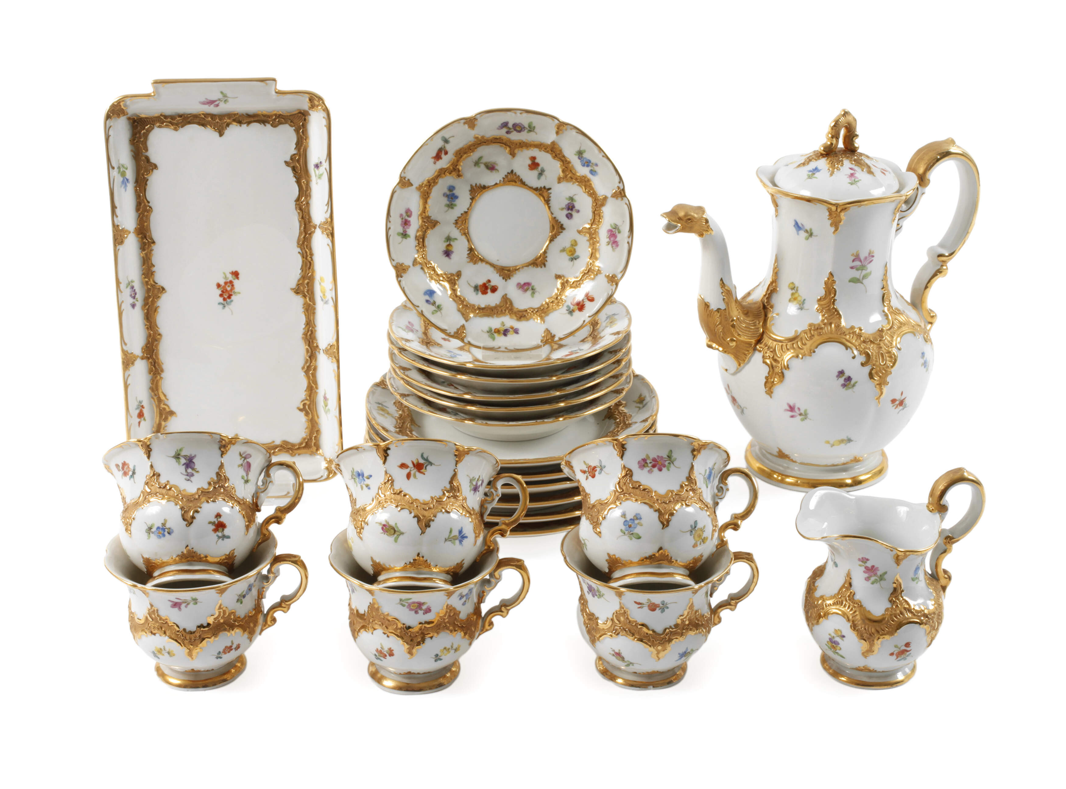 Meissen prunkvolles Kaffeeservice "B-Form"