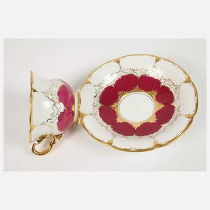 Meissen zwei prunkvolle Mokkatassen "B-Form"