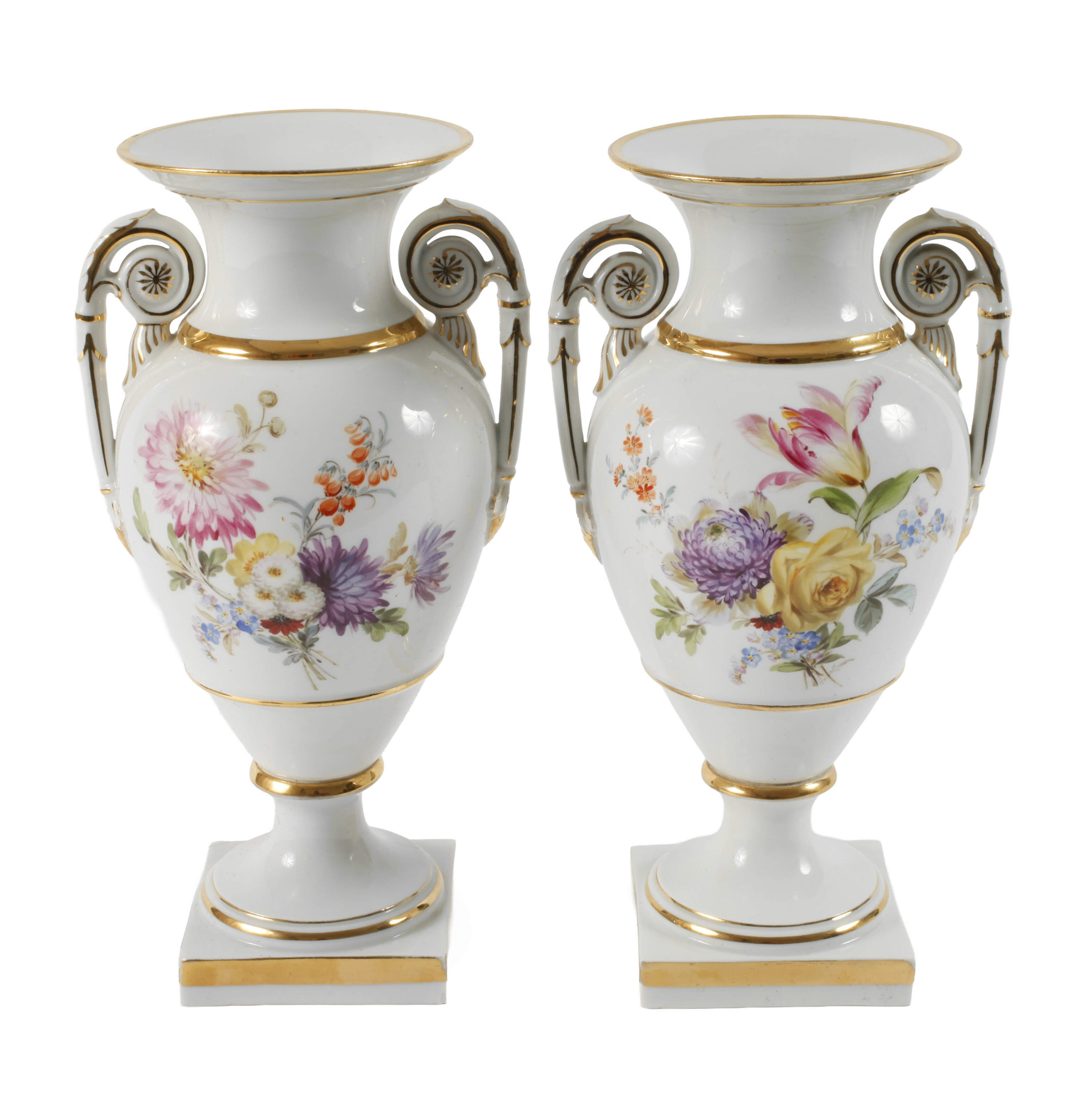 Meissen Paar Amphorenvasen "Blumenbukett"