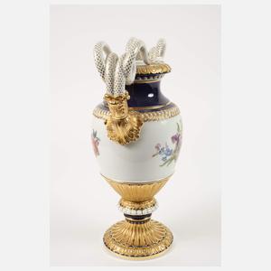 Meissen große Schlangenhenkelvase "Blumenbukett"