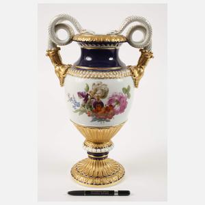 Meissen große Schlangenhenkelvase "Blumenbukett"