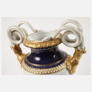 Meissen große Schlangenhenkelvase "Blumenbukett"