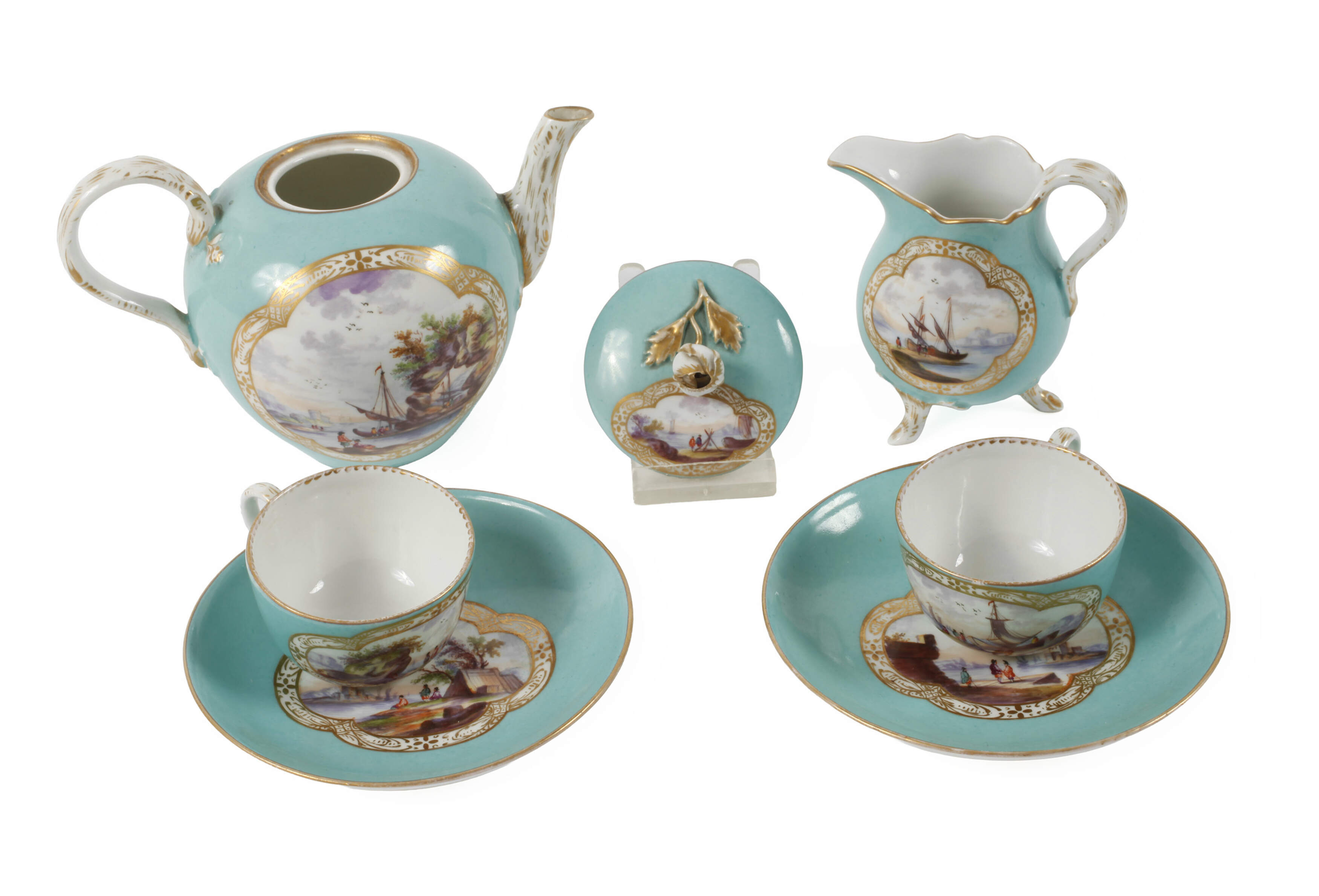 Meissen kleines Tête-à-Tête Kauffahrteiszenen