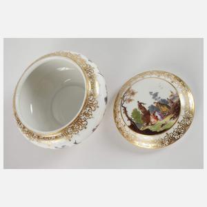 Meissen kleine Deckeldose Figurenmalerei