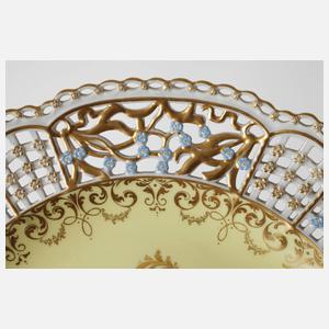 Meissen prunkvoller Durchbruchteller Schäferidyll