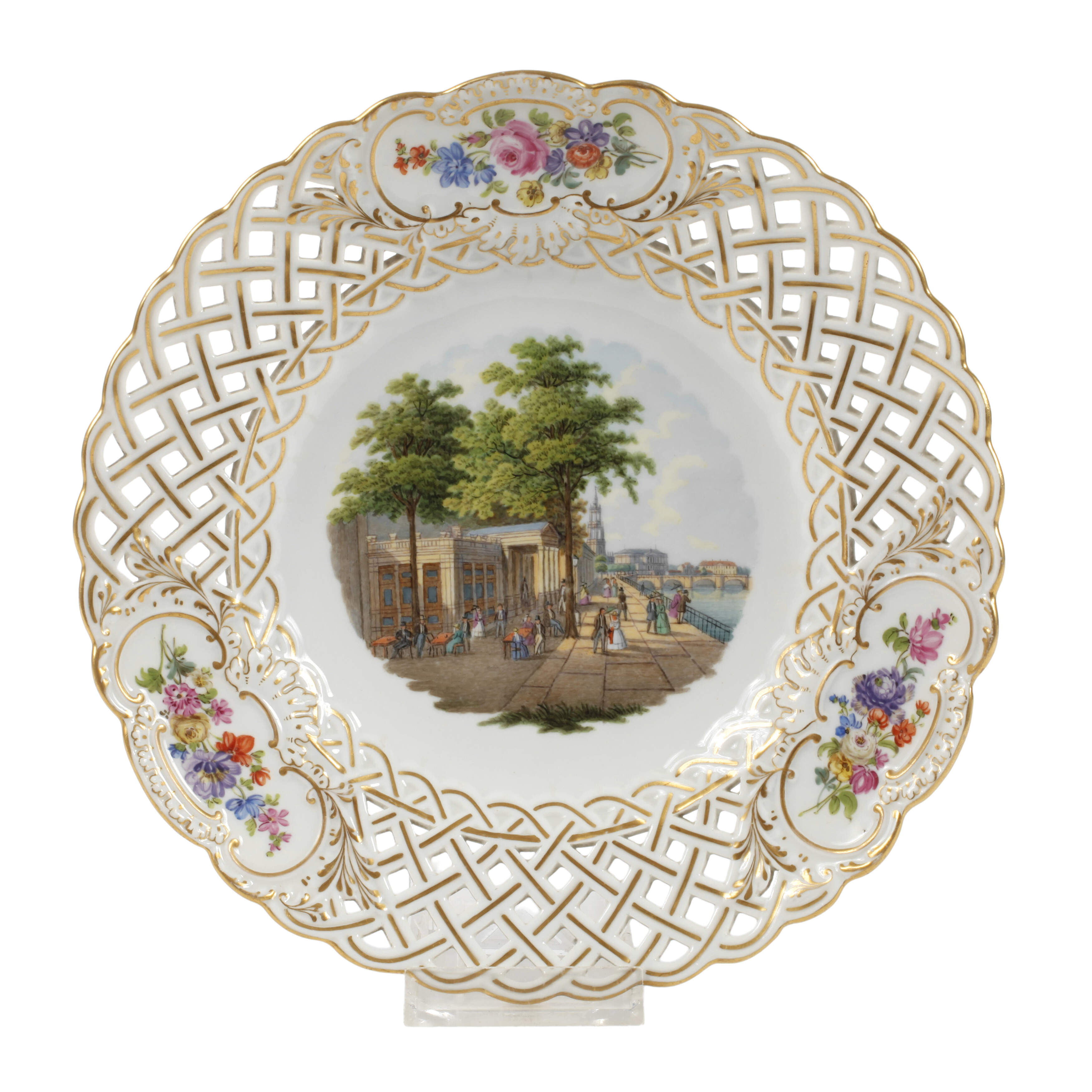 Meissen Durchbruchteller Ansicht "Dresden"