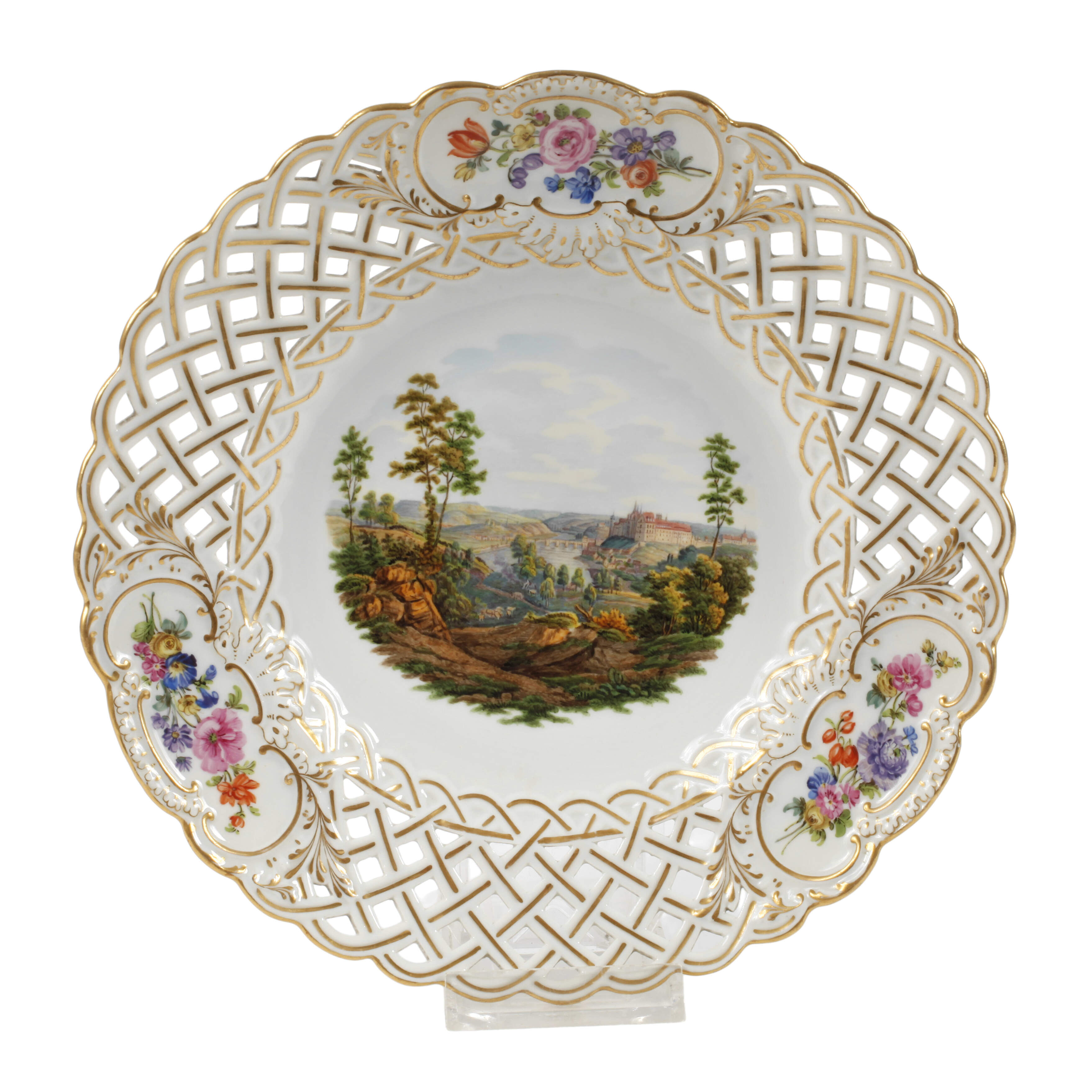 Meissen Durchbruchteller Ansicht "Meißen"