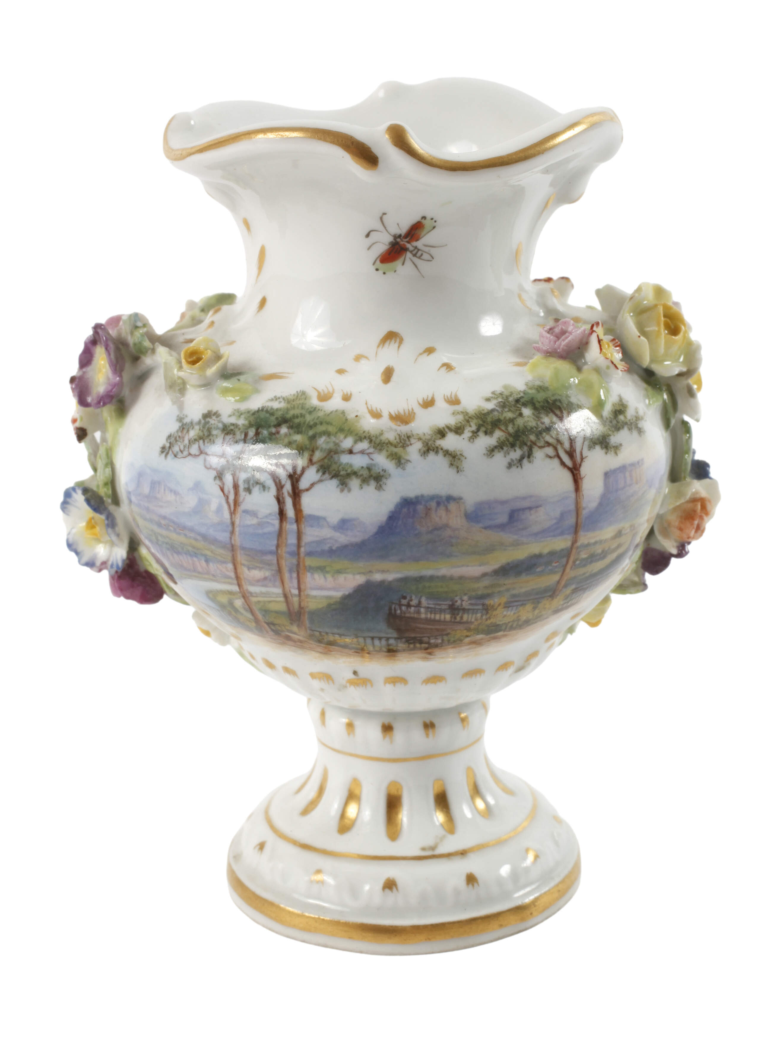 Meissen kleine Ansichtenvase "Bastei"