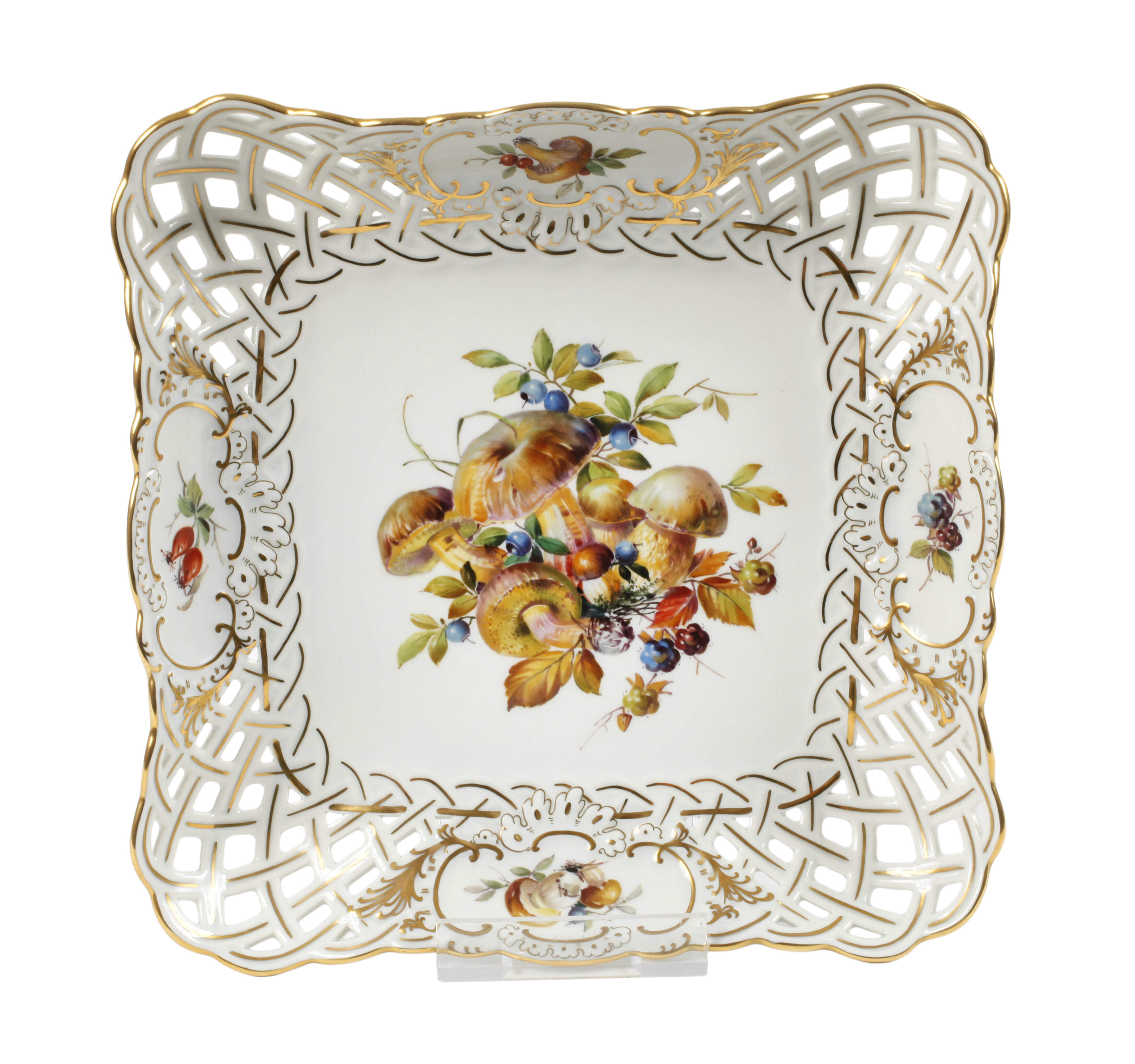 Meissen Durchbruchschale Pilzdekor