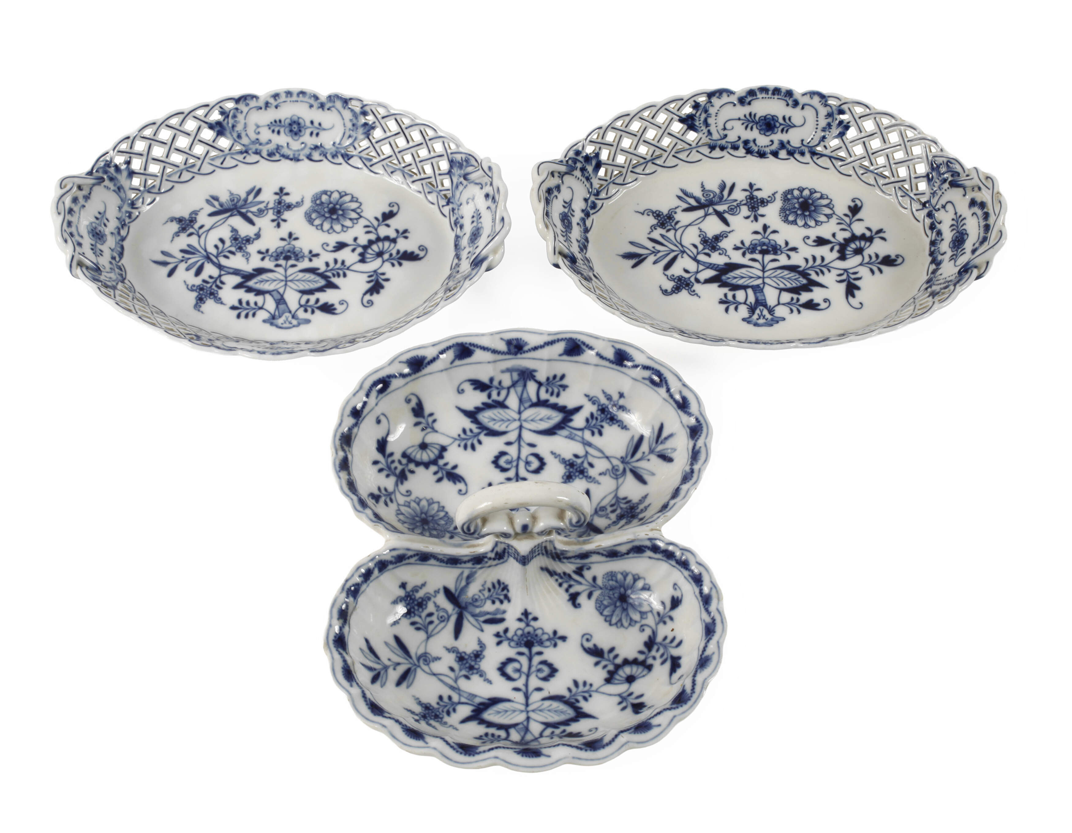 Meissen drei Schalen "Zwiebelmuster"
