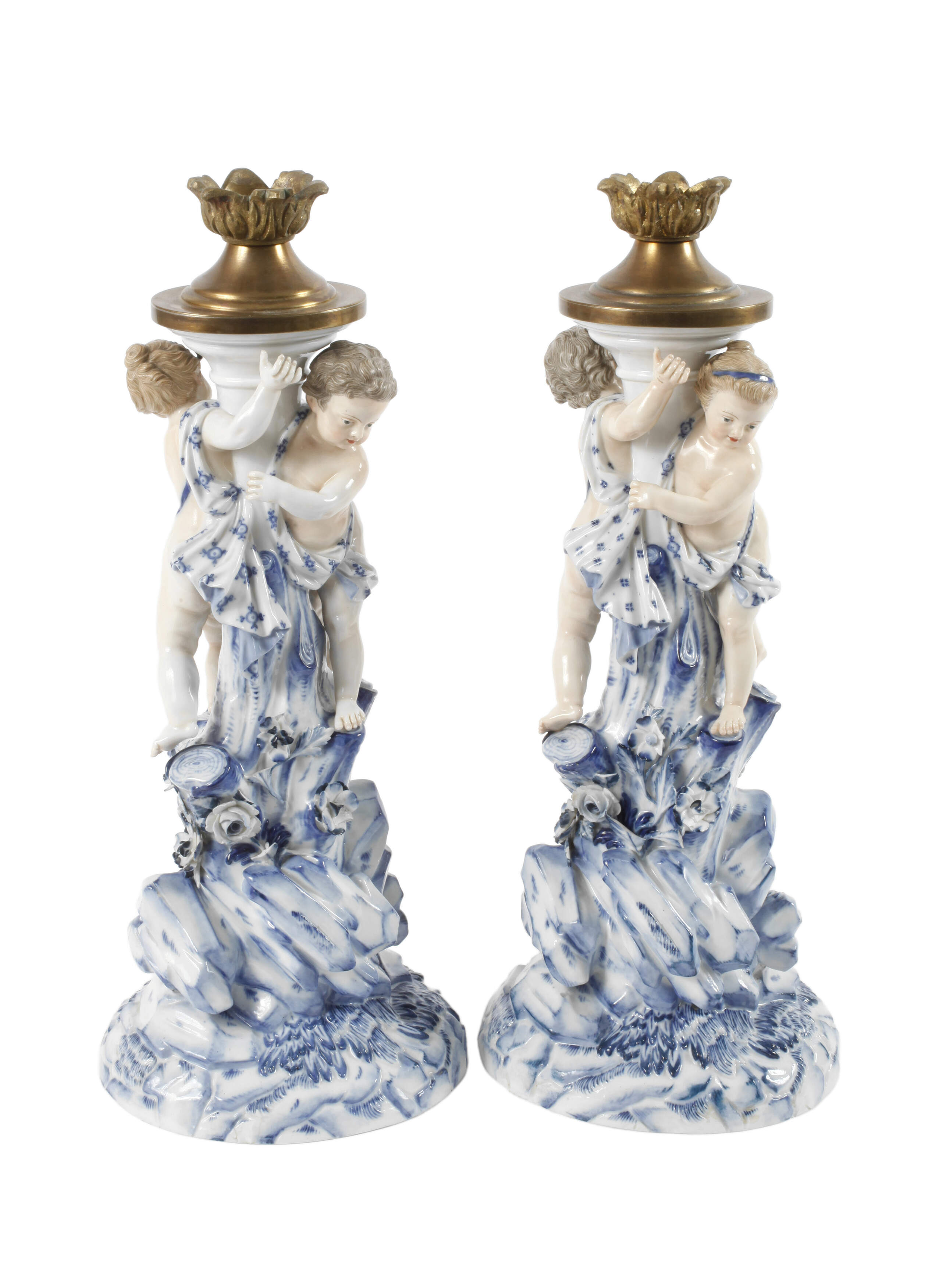 Meissen Paar "Leuchter mit Amoretten"