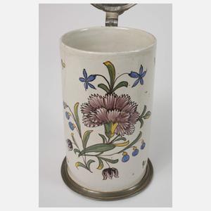 Barocke Fayencekanne und zwei Walzenkrüge