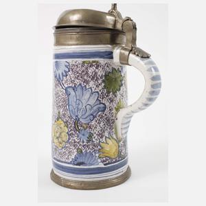 Barocker Fayencewalzenkrug mit Architekturmotiv