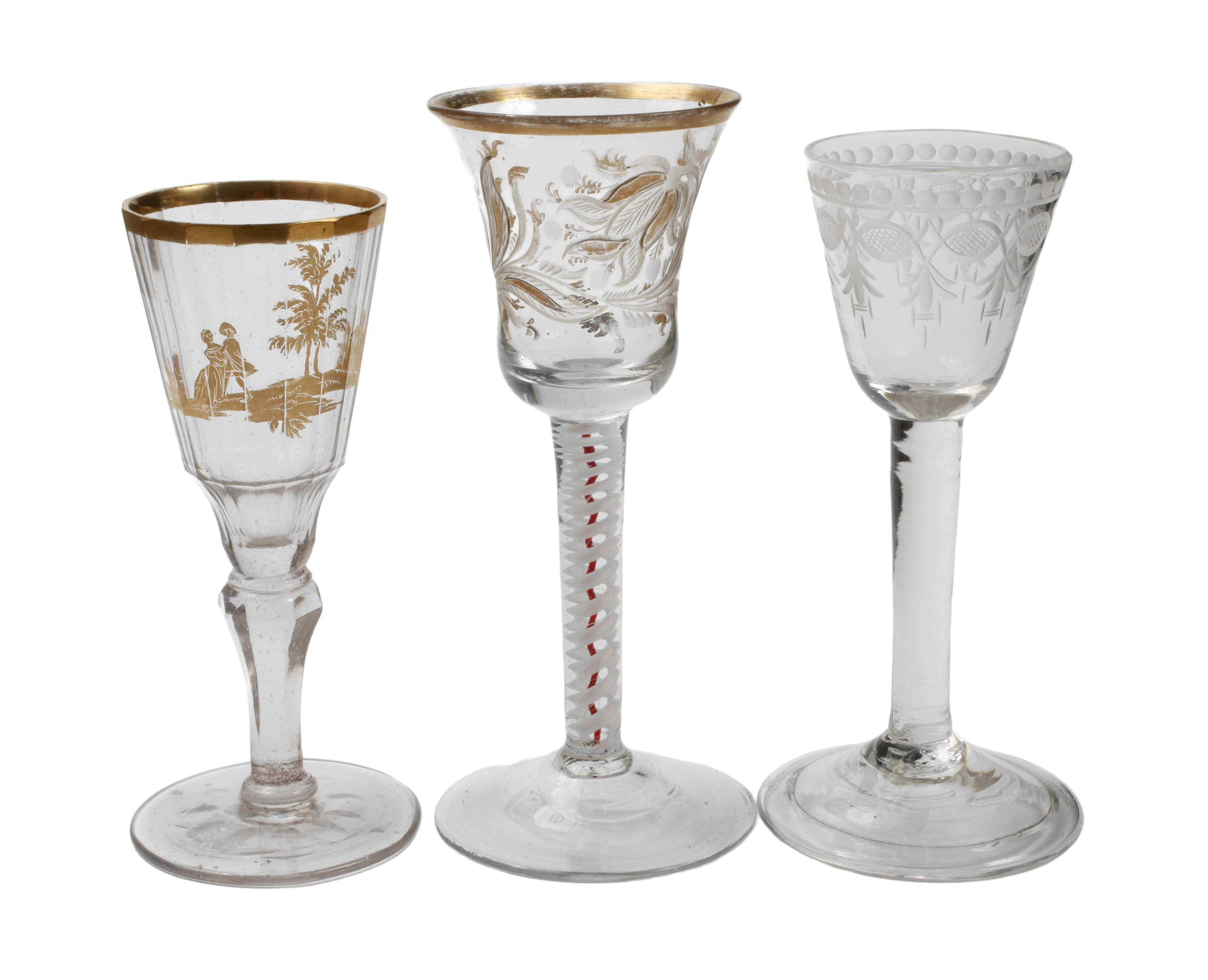 Drei barocke Stängelgläser