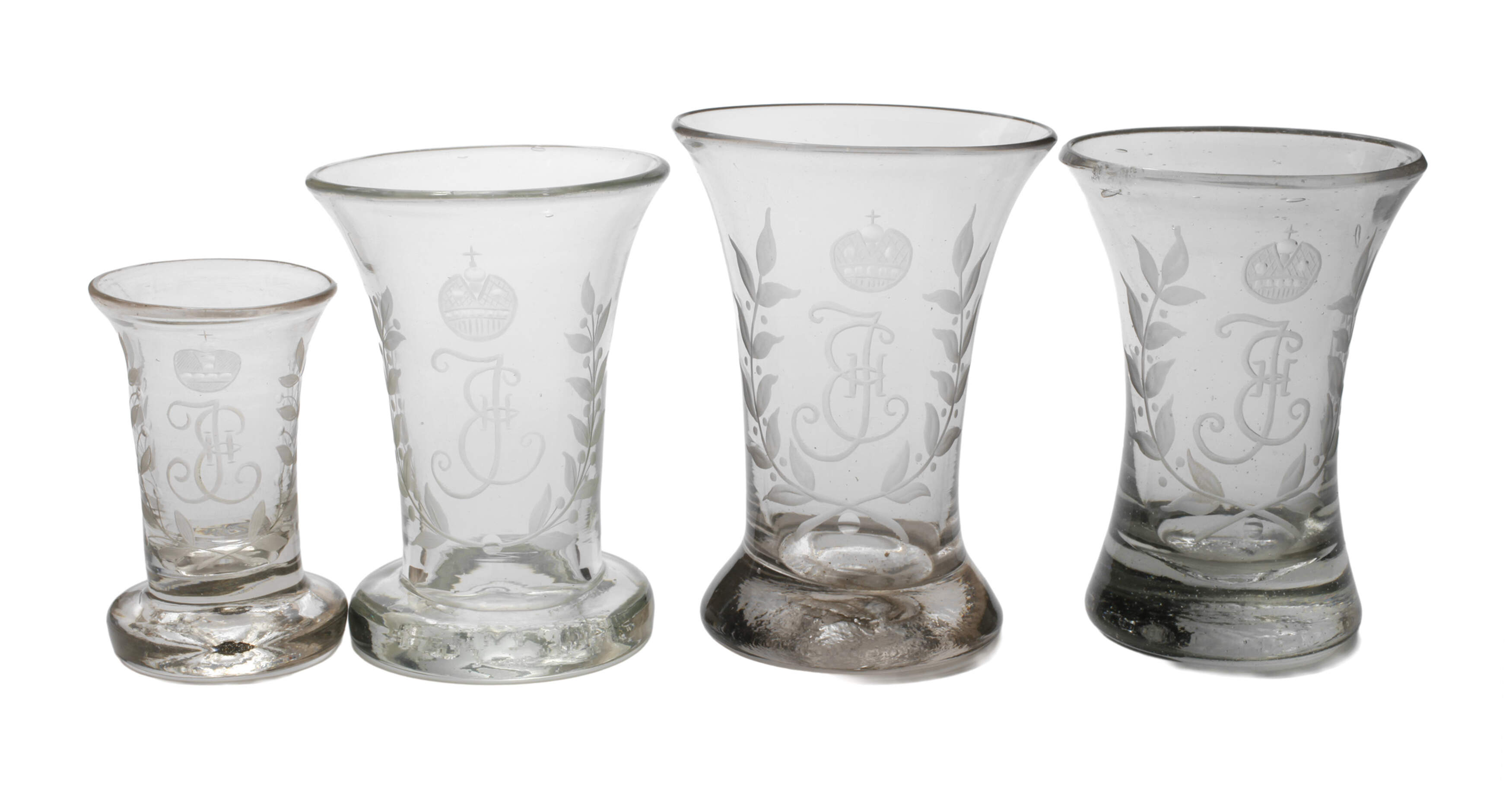 Vier barocke Branntweingläser