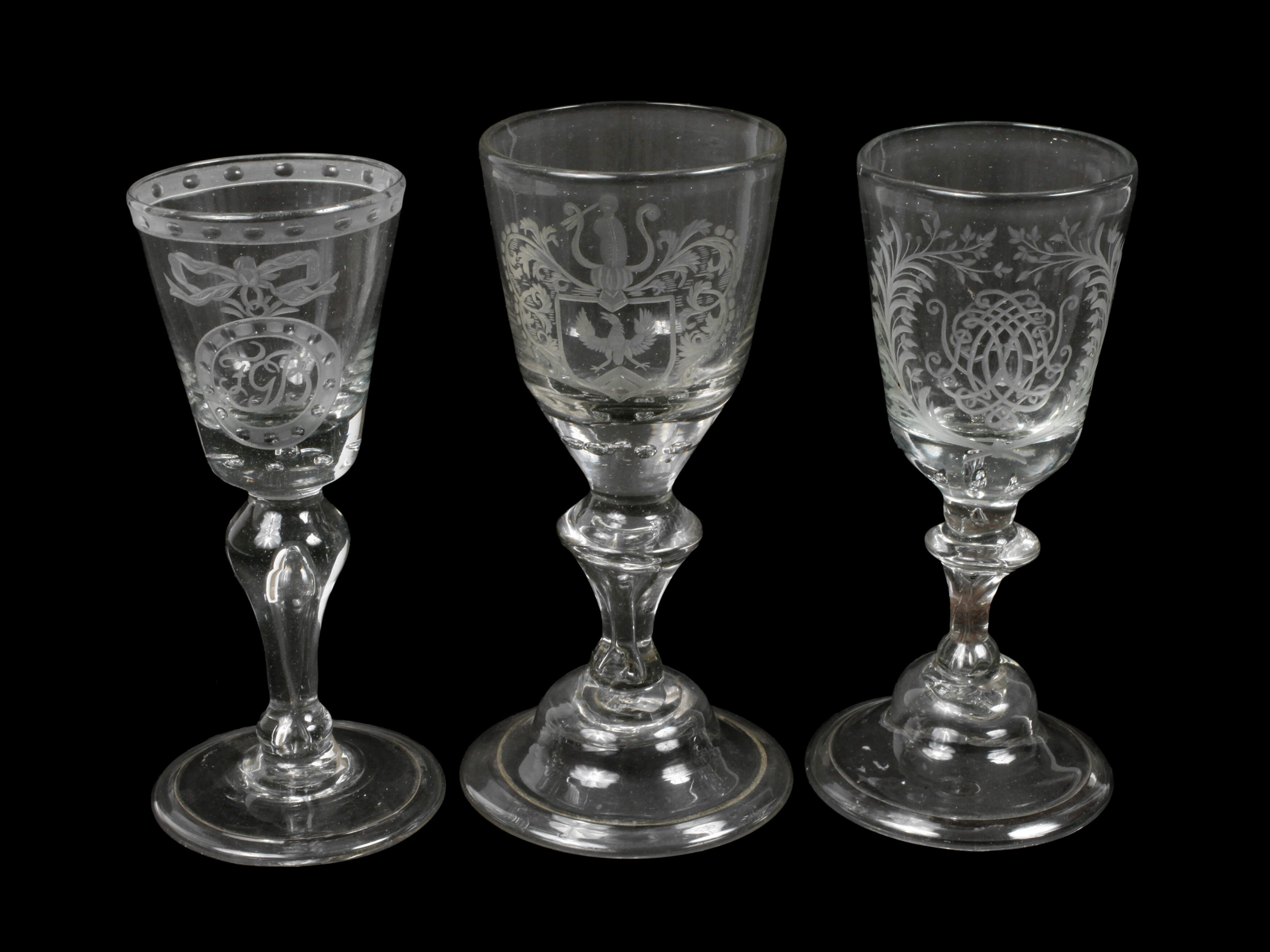 Drei barocke Wappengläser