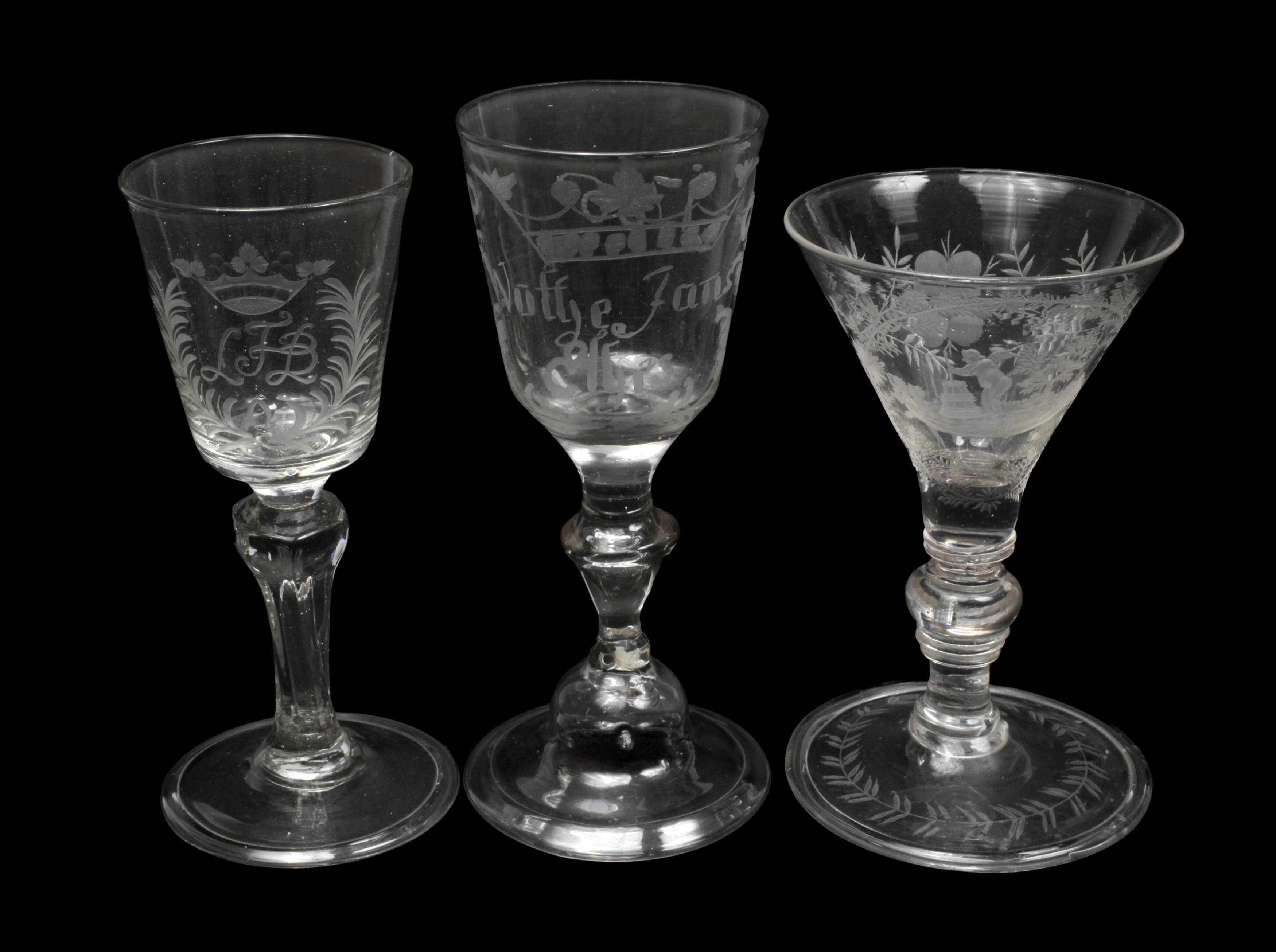 Drei barocke Pokalgläser