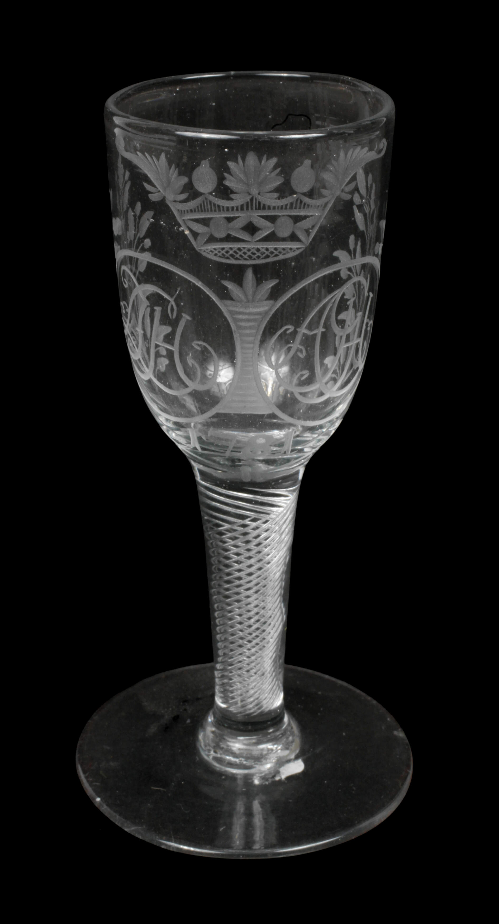Barockes Hochzeitsglas mit Spiralfuß
