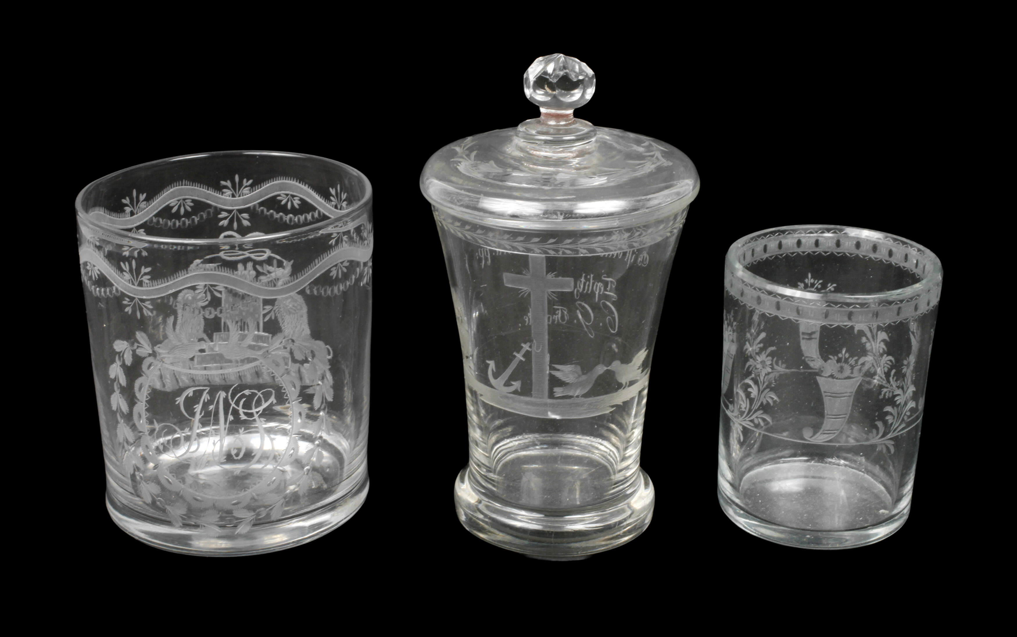 Drei Biedermeierbecher