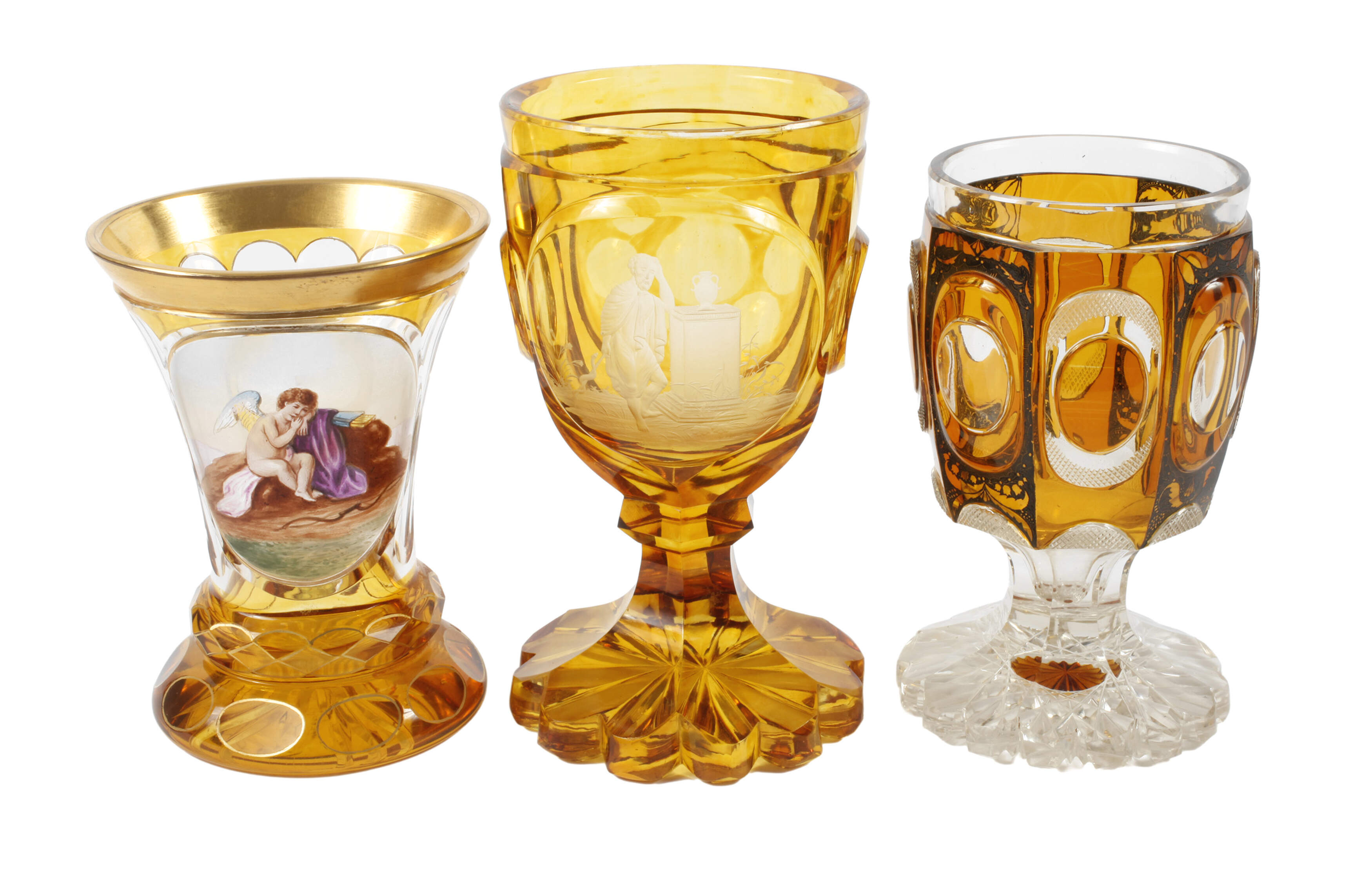 Drei Bechergläser Biedermeier