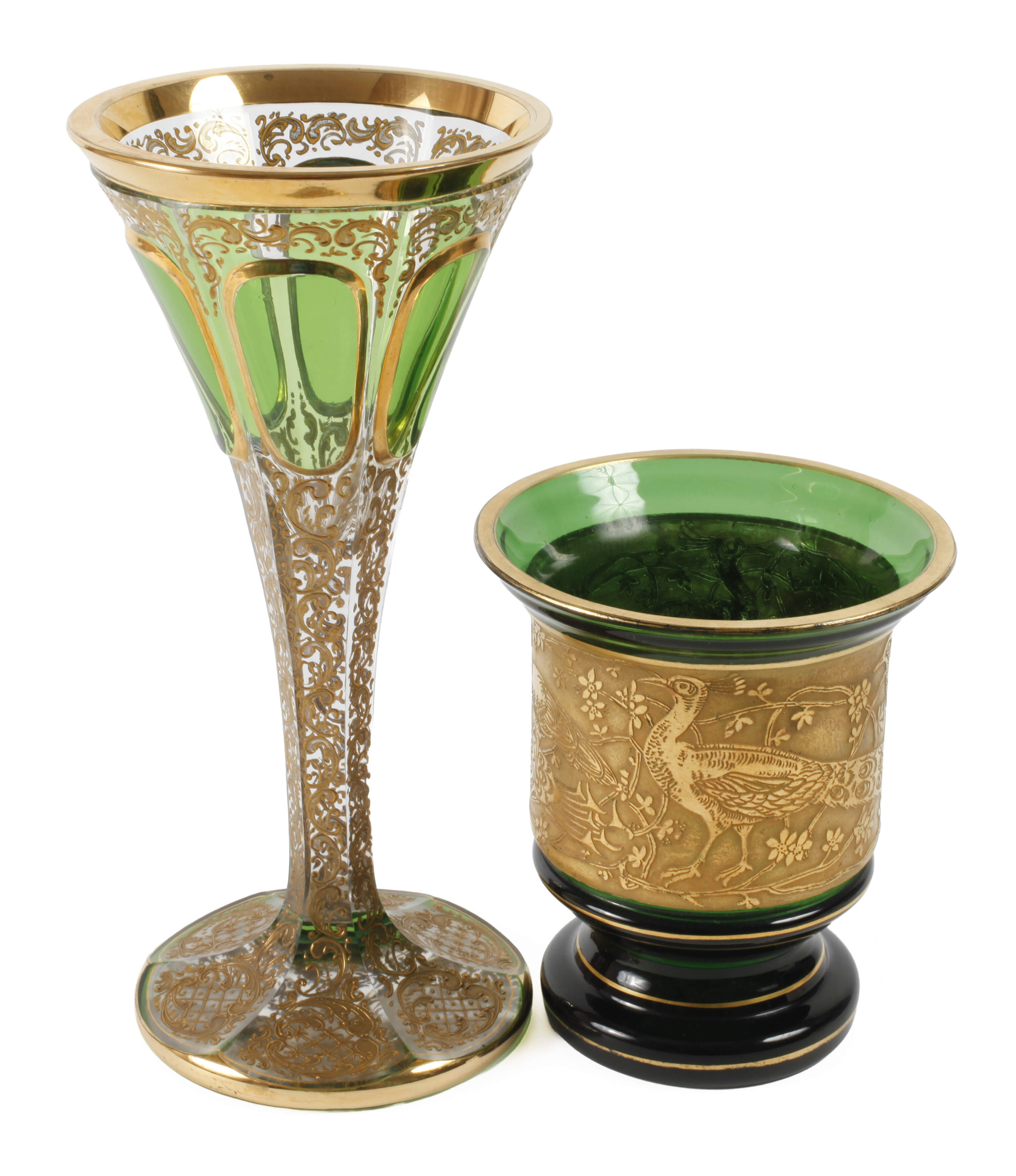 Pokalglas und Bechervase Böhmen