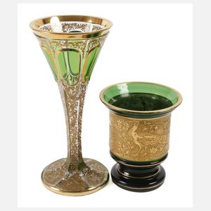 Pokalglas und Bechervase Böhmen