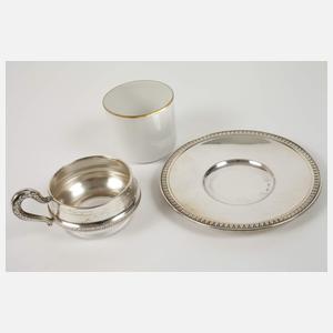 Silber vier Espressotassen mit Limoges Porzellan