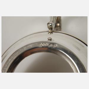 Silber vier Espressotassen mit Limoges Porzellan