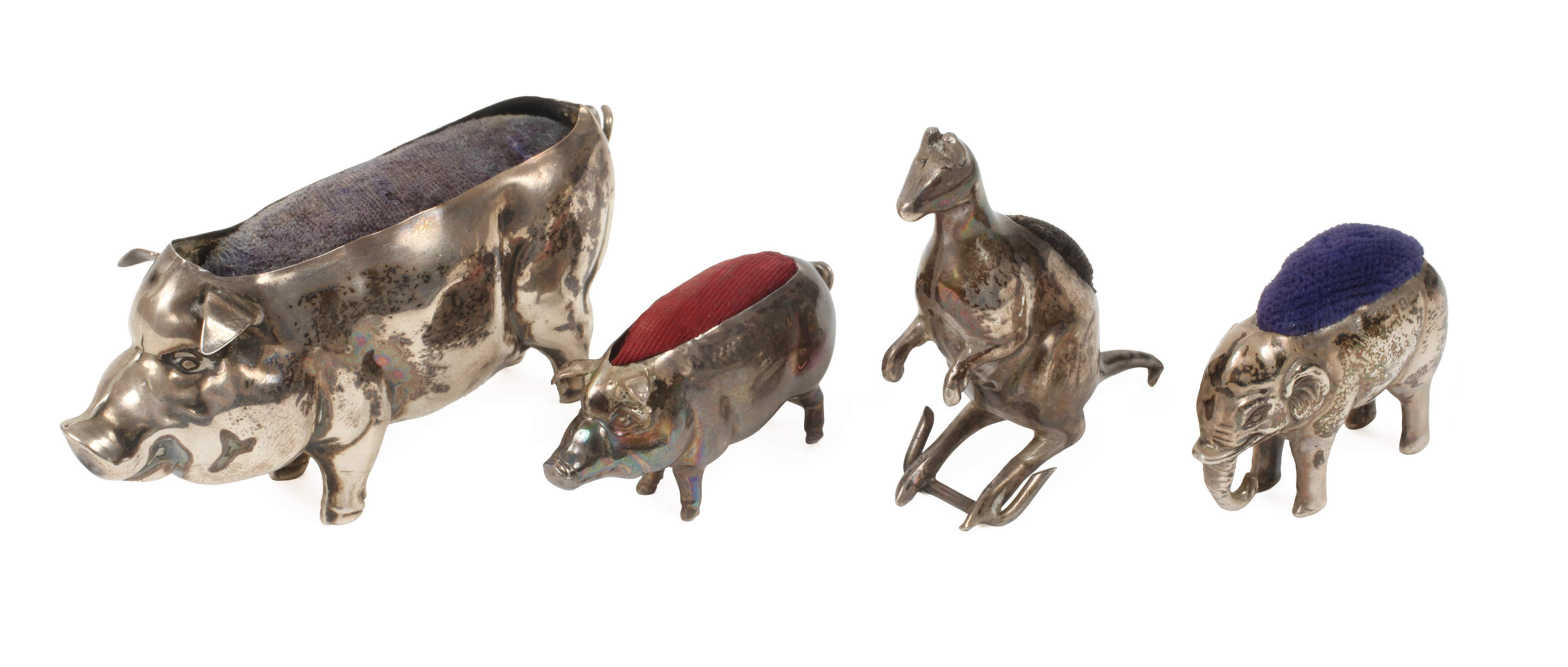 Silber vier figürliche Nadelkissen