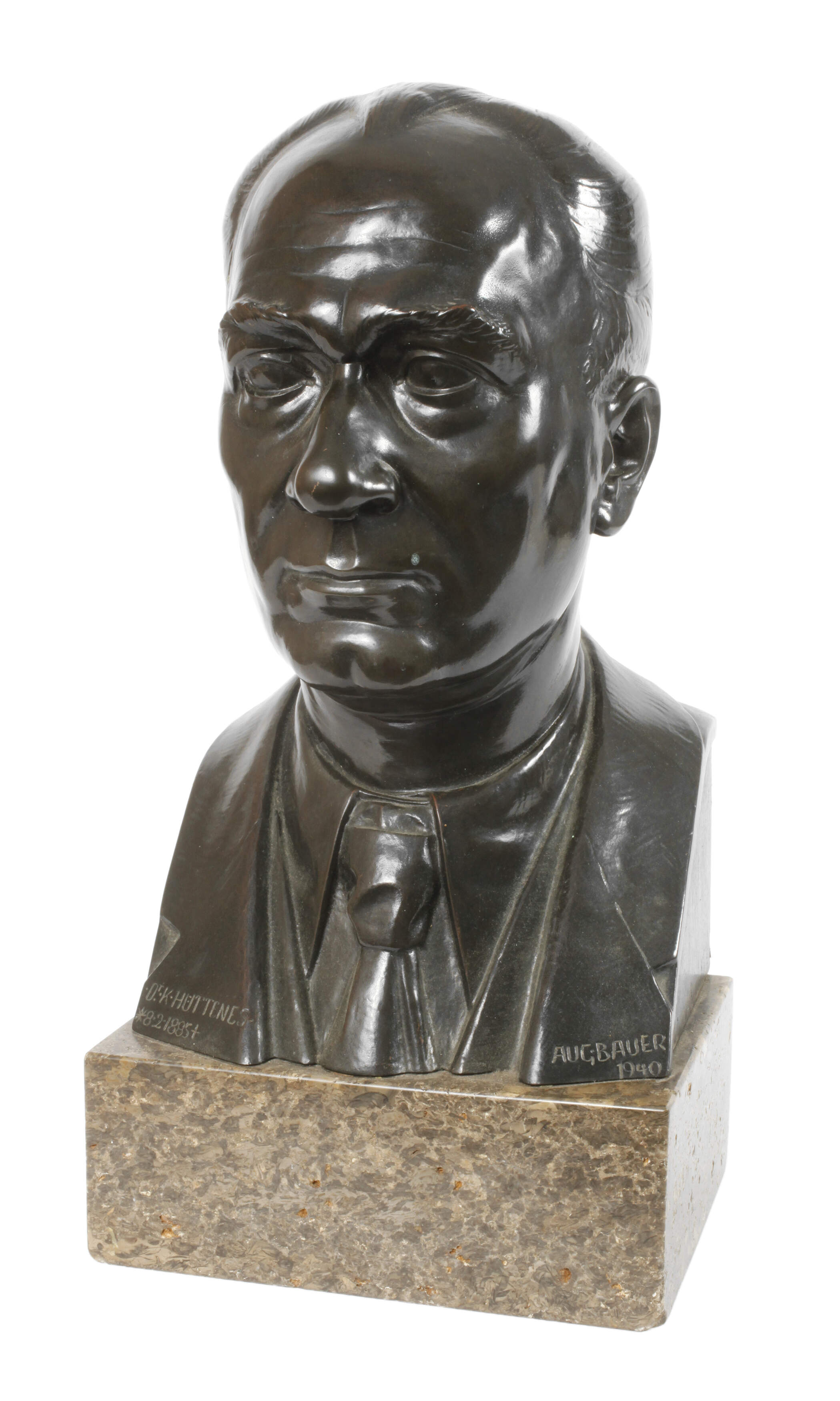 August Bauer, großer Bronzekopf