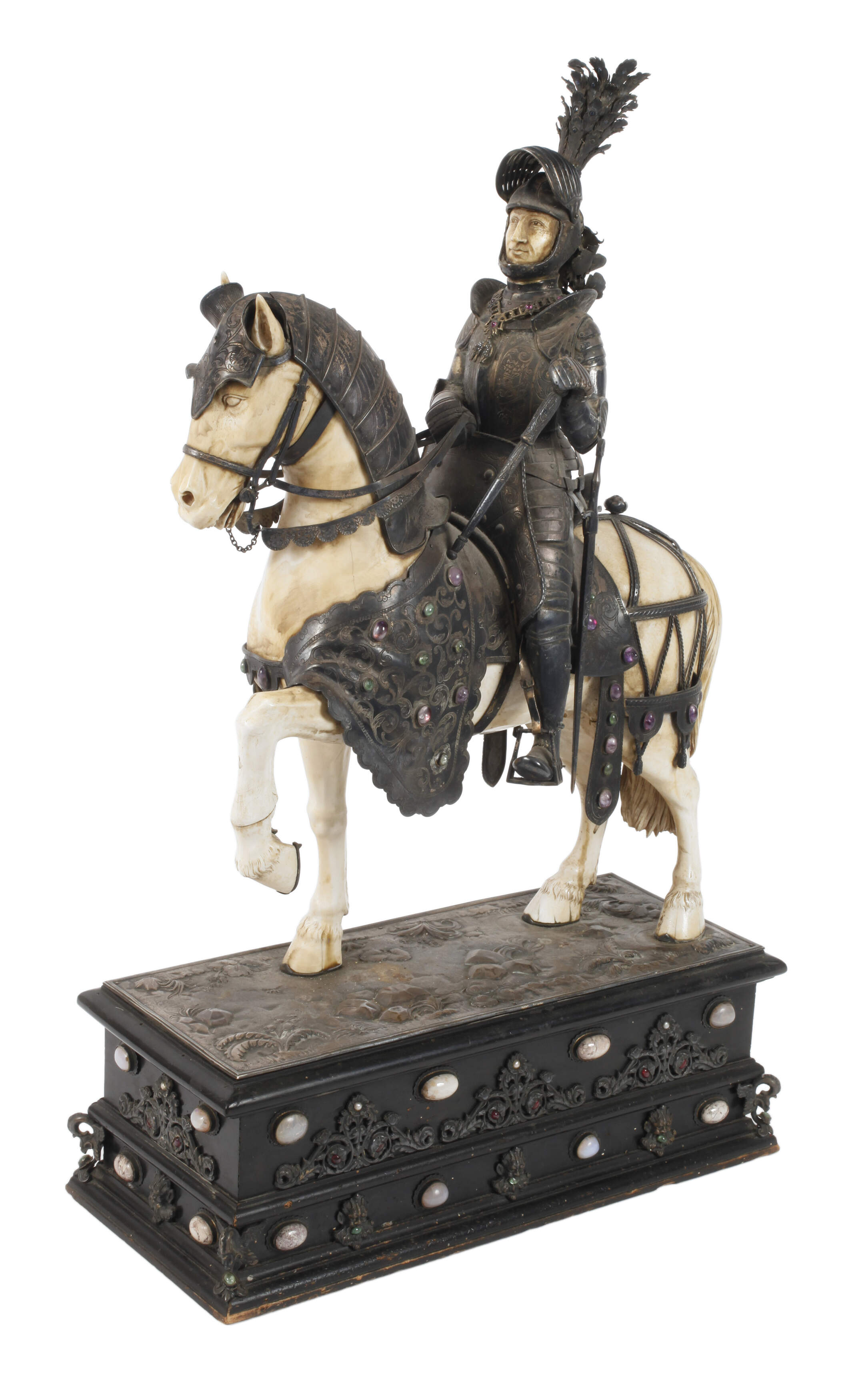 Chryselephantin Reiter aus Silber und Elfenbein
