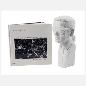 Büste Karl Lagerfeld und Fotoband