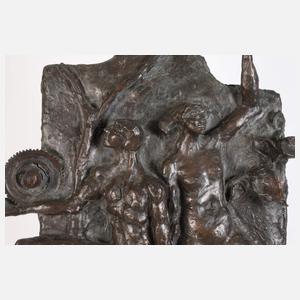 Großes figürliches Bronzerelief