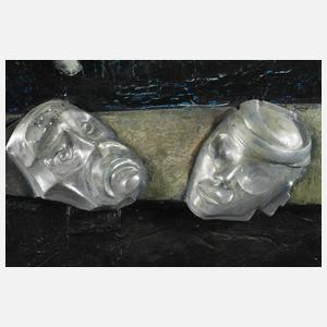 Phantastische Assemblage mit venezianischen Harlekin