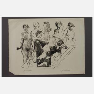 Lovis Corinth, "Liegender Akt mit stehenden Modellen"