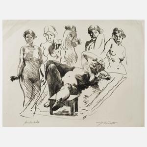 Lovis Corinth, "Liegender Akt mit stehenden Modellen"