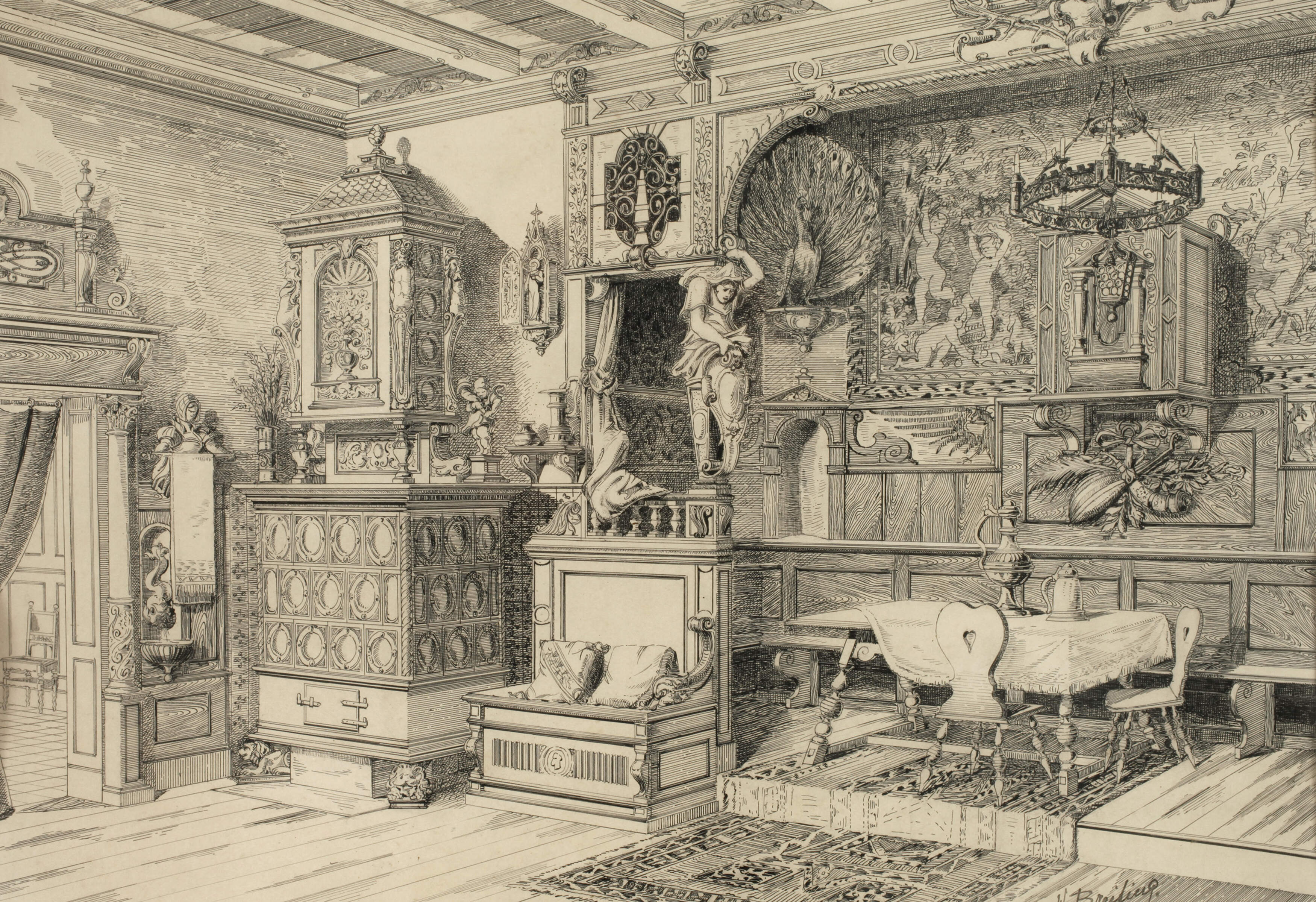 Wilhelm Breiting, Historismus-Zimmerentwurf