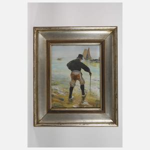 Hans von Bartels, attr., Briefträger im Wattenmeer