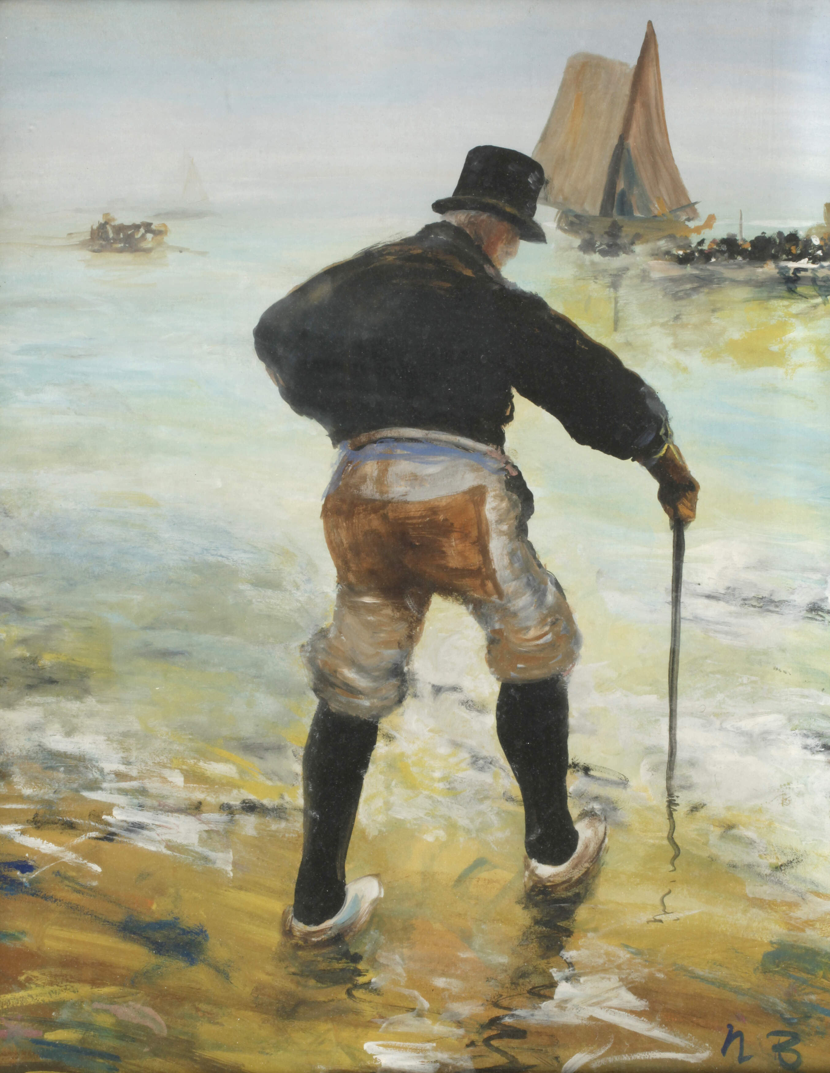 Hans von Bartels, attr., Briefträger im Wattenmeer