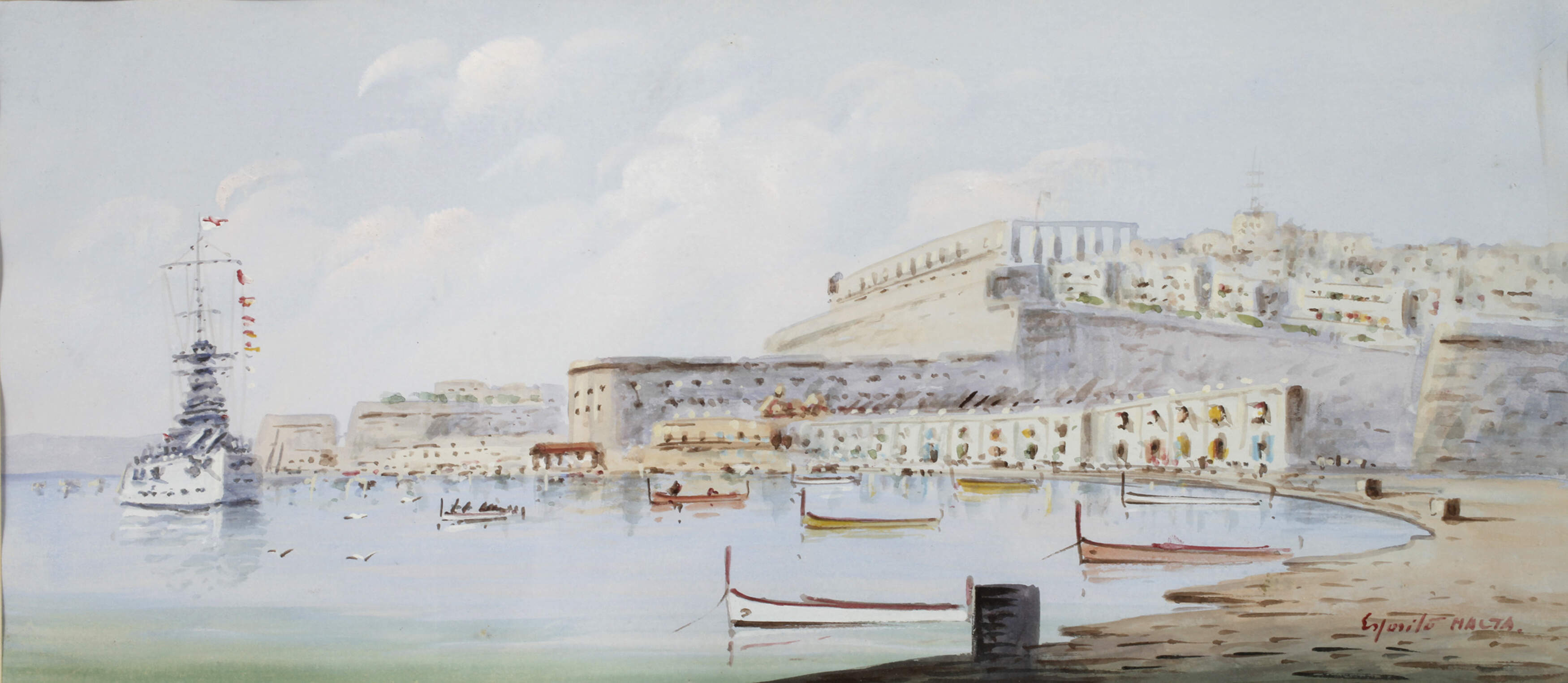 Gaetano Esposito, attr., Ansicht von Malta